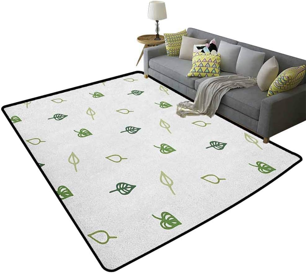 Leaf Floor Area Rug for Living Room Modern and Minimalistic Leaves Style with Abstract Pattern