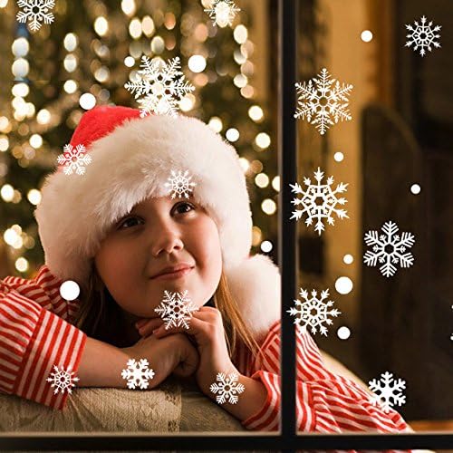 Total 96pcs Snowflake Window Clings Christmas Window Decorations, 3size, PVC Stickers Wall Stickers for Windows Glasses Christmas Decoration Wall Décor (2 sheet)