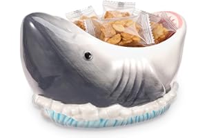 40 oz Shark Attack Bowl, Large Capacity Ceramic Shark Shape Snack Bowl, Dishwasher Safe, Cute Candy Popcorn Serving Bowl for 