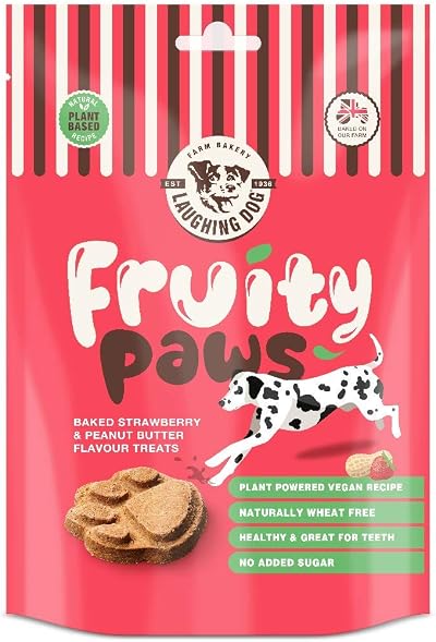 Laughing Dog Fruity Paws Strawberry Peanut Butter Dog Treats 125g