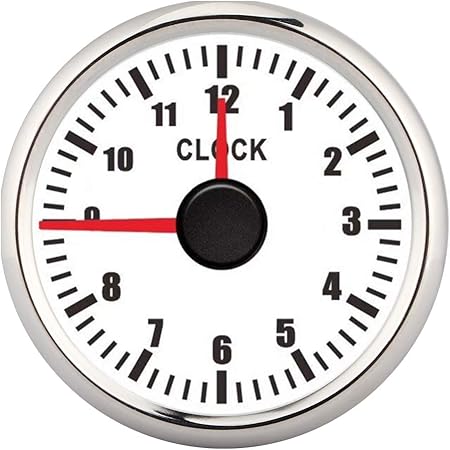 Amazon 車のダッシュボードの時計 2インチのユニバーサル0 H12時間計の時計の計器 盤のゲージは赤いボートのヨットのための赤いバックライト12v 24vを表示します ホワイトダイヤルシルバーフレーム 時計 コンパス 温度計 車 バイク