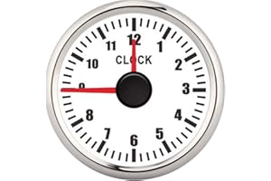Dial Clock Meter, 2in Universal 0?12 Hourmeter Clock Instrument Panel Gauges Display Red Backlight 12V/24V Replacement for Ca