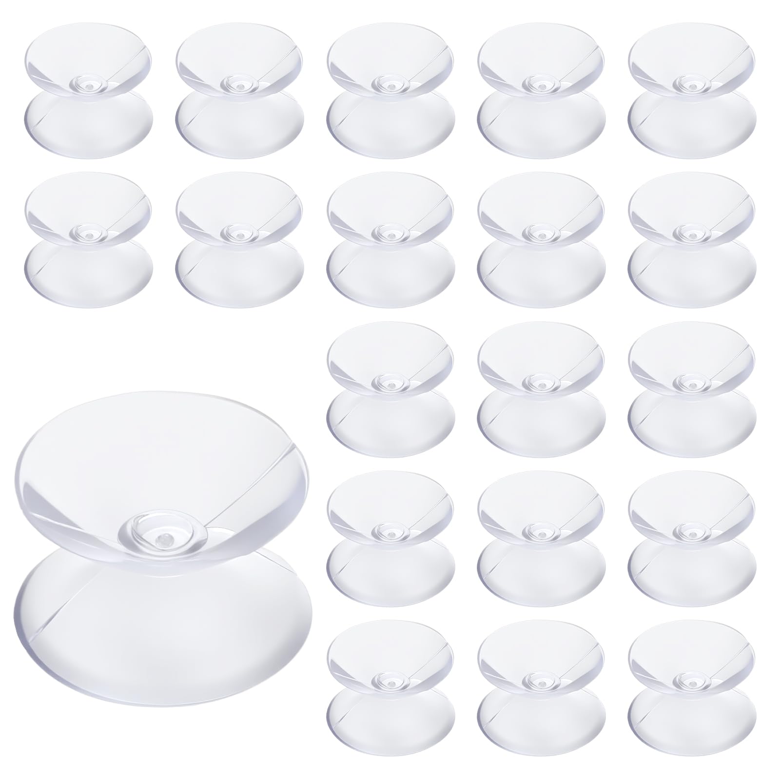 Photo 1 of 20 Piece Double Sided Suction Cups 20mm/0.8 Inch Clear PVC Plastic Sucker Pads for Glass Table Mirror Furniture Spacers