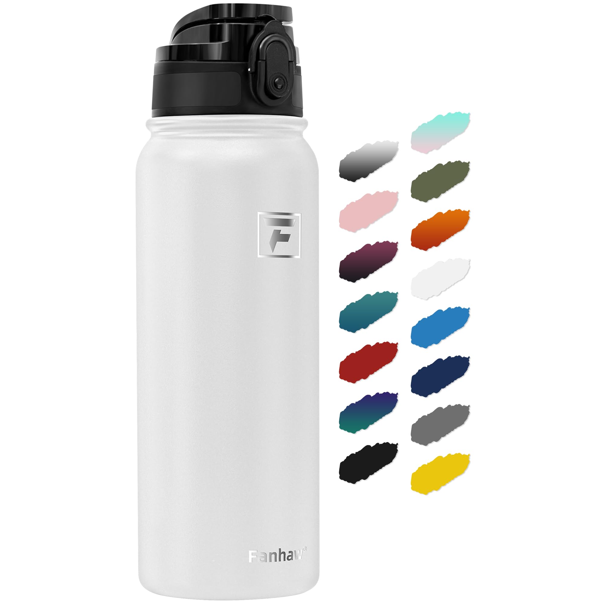 Fanhaw 600 ml Insulated Stainless Steel Water Bottle with 1 Lid (Chug Lid) - For Kids, Women, Men | Leak & Sweat Proof with Anti-Dust Lid (White)