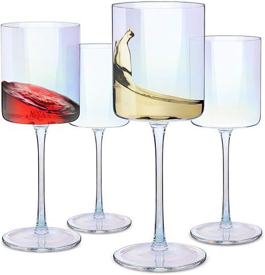 Amazon Com Edge Wine Glasses Modern Elegant Square Glass Set