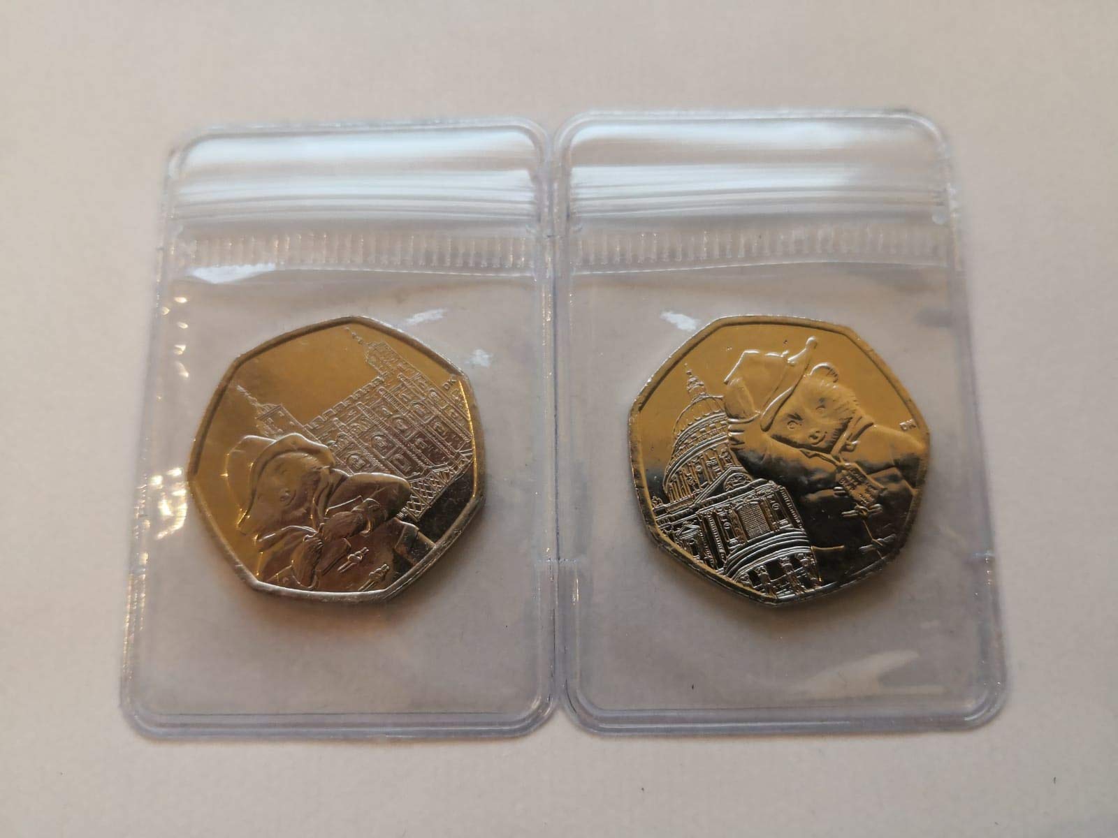 50p 2019 UNC Paddington Bear Coins,Set of 2 - at St Paul's Cathedral & at The Tower of London
