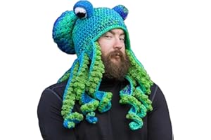 XKCL Cute Novelty Hats Funny Christmas Hat Cartoon Octopus Viking Beard Gift Hats (Octopus-Green)