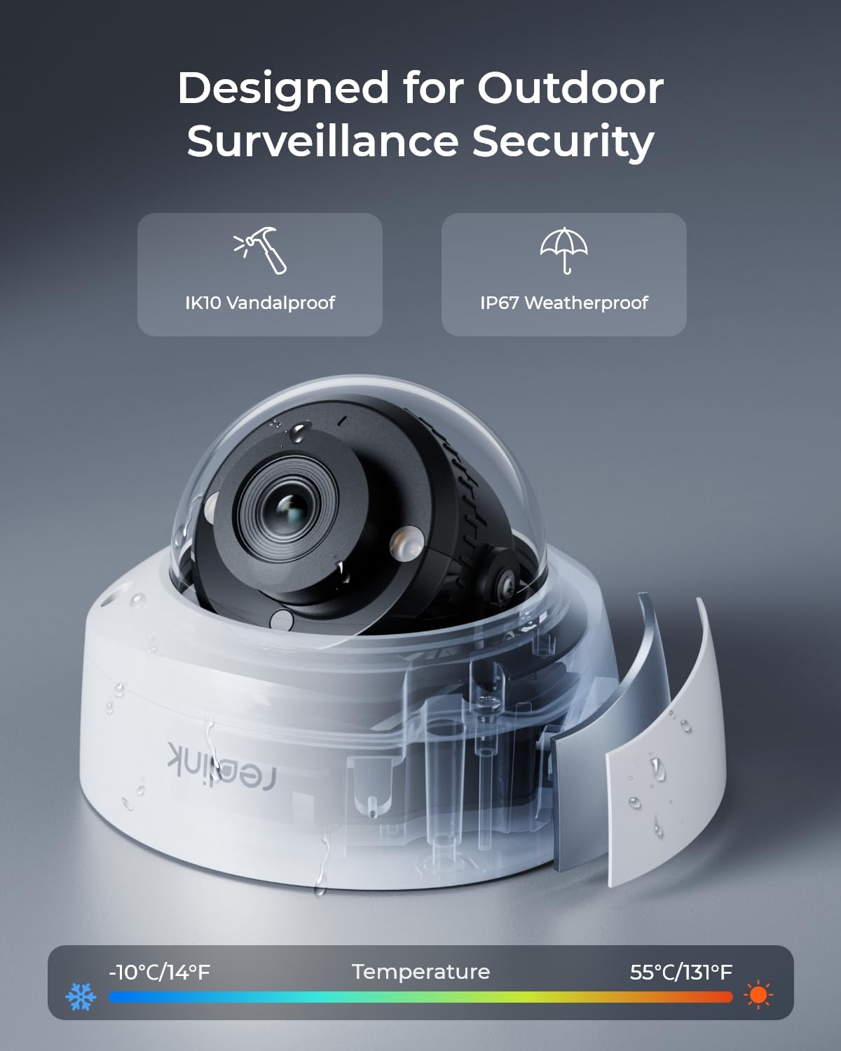 REOLINK 4K/8MP PoE IP Security Camera, Turret Surveillance, Color Night Vision with 3000K Spotlights, IK10 Vandal Proof, Human/Vehicle/Pet Detection, up to 256GB microSD Card, RLC-840A, No PT Support