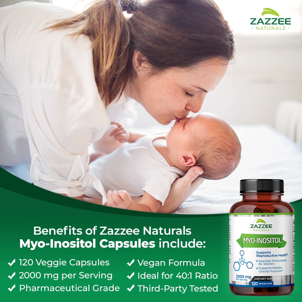 Zazzee Myo-Inositol Capsules and Myo-Inositol Powder, 100% Pure, Premium Grade, Vegan, Non-GMO and All Natural