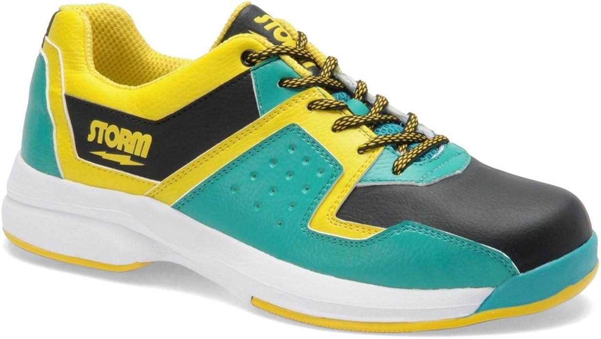 teal and yellow shoes