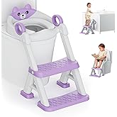 Potty Training Seat, Toddler Toilet Seat With Steps, 2 In 1 Toddler Potty Training Toilet With Splash Guard, Anti-Slip Step Stool Soft Mat, Adjust High Potty Seats For Toddlers Kids Boys Girls
