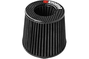 Kyostar 3 Inch 76mm Cold Air Intake Filter Cone Universal Carbon Fiber Replacement High Flow Dry Air Filter Black