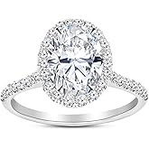 Houston Diamond District 1 to 3 Carat LAB GROWN DIAMOND Halo Oval Cut Diamond Engagement Ring (E-F Color VS2-SI1 Clarity)