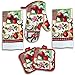 Lobyn Value Packs - 5 Piece Country Kitchen Towel Set: Features Red Apples on a Patchwork Quilt, 2 Decorative Dish Towels, 1 Oven Mitt, and 2 Quilted Potholders