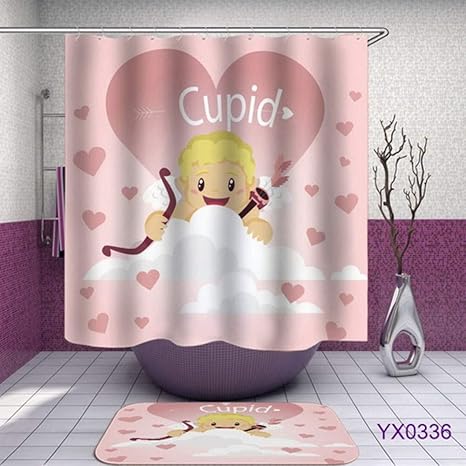 Maoyym2 Valentine Pink Shower Curtain Waterproof 3d Cupid S Arrow