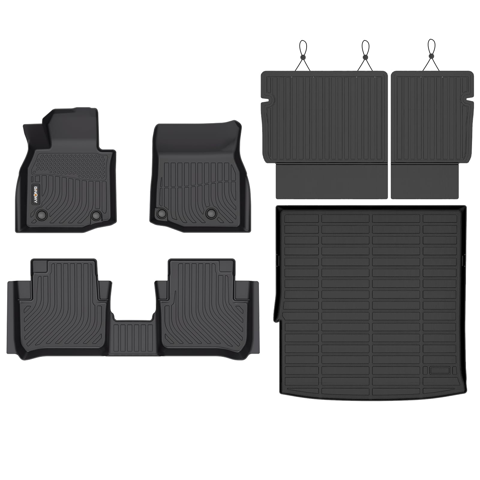 GINOWY- Floor Mats & Cargo Liner for Mazda CX50 Hybrid 2025 2026, TPE All Weather Mats Floor Liners CX-50 2025 Waterproof Non-Slip Trunk Mat CX50 Automotive Accessories Mats Black Image