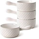 DOWAN French Onion Soup Bowls, 18 Oz Soup Bowls with Handles, Oven Safe Stackable Ceramic Soup Crocks for Chili, Beef Stew, Microwave & Dishwasher Safe Set of 4
