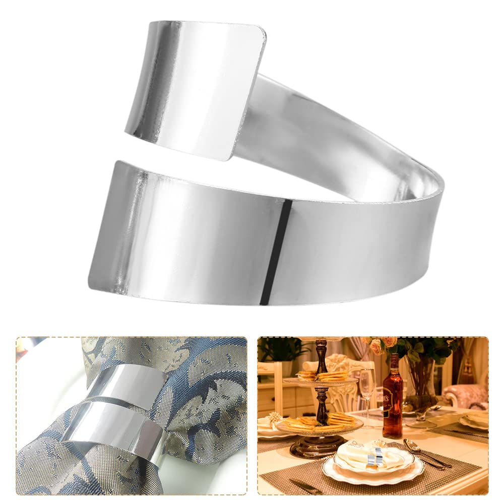 6Pcs Napkin Rings Christmas Napkin Ring Holders Reindeer Napkin Buckle for Holiday Dinners Parties, Wedding Adornment, Table Decoration Accessories Silver