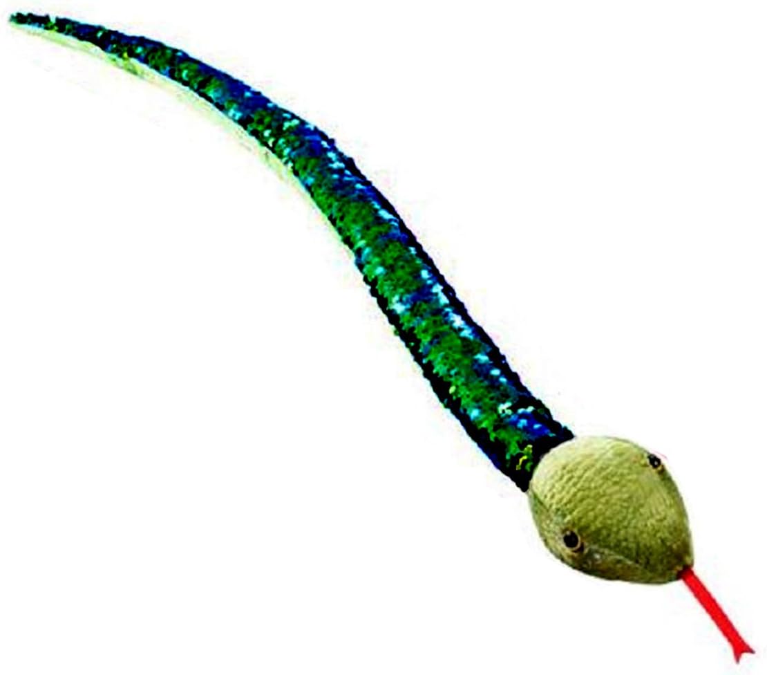Sequinimals Sequin 26" Snake Plush Stuffed Animal Reversible Sequins (Blue & Green / Black)