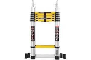 LUISLADDERS Telescoping Ladder A Frame, 16.5ft Aluminum Extension Folding Telescopic Ladder Lightweight 330lbs Max Capacity, Multi Purpose RV Ladder for Outdoor Work