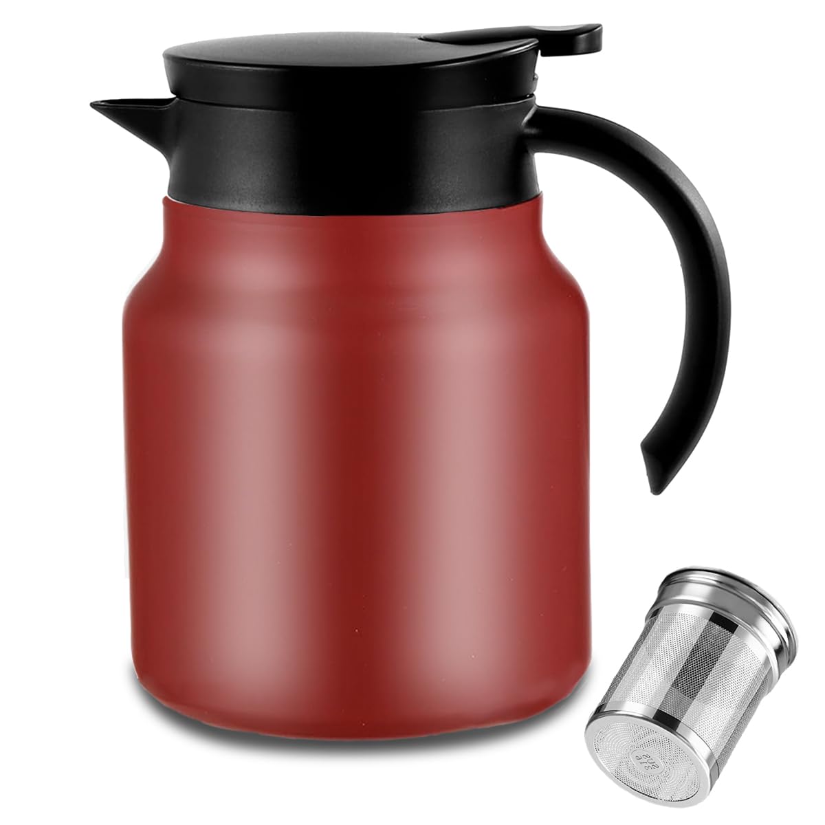 Photo 1 of 34Oz Thermal Coffee Carafe,Tea Pot 316 Stainless Steel, Double Wall Vacuum Coffee Carafe | Hot & Cold Retention | BPA Free (red)