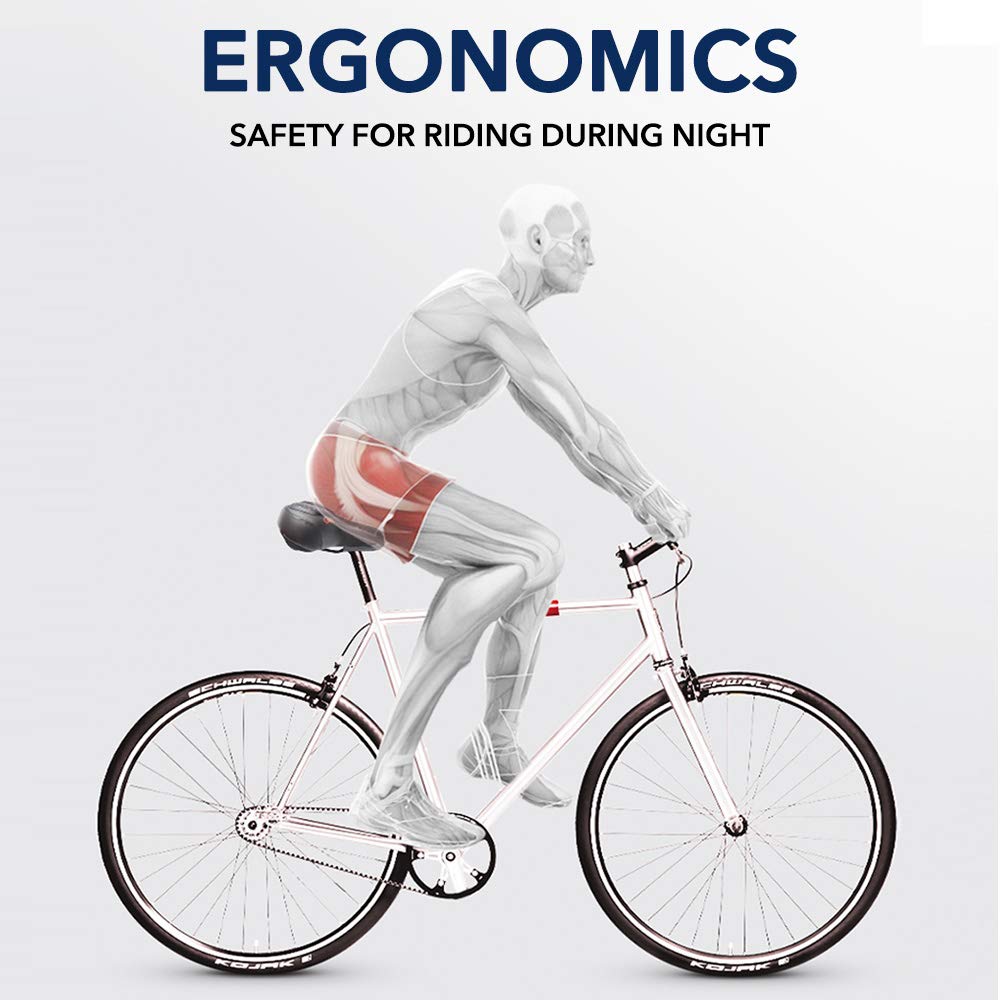 SHINYEVER Fahrradsattel PU Leder mit Rücklicht Ergonomisches Hohl Design Fahrradsitz Wasserdichter Atmungsaktiver Tourensattel mit Kloben Unisex