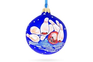 BESTPYSANKY Strike! Bowling - Blown Glass Ball Christmas Ornament 3.25 Inches
