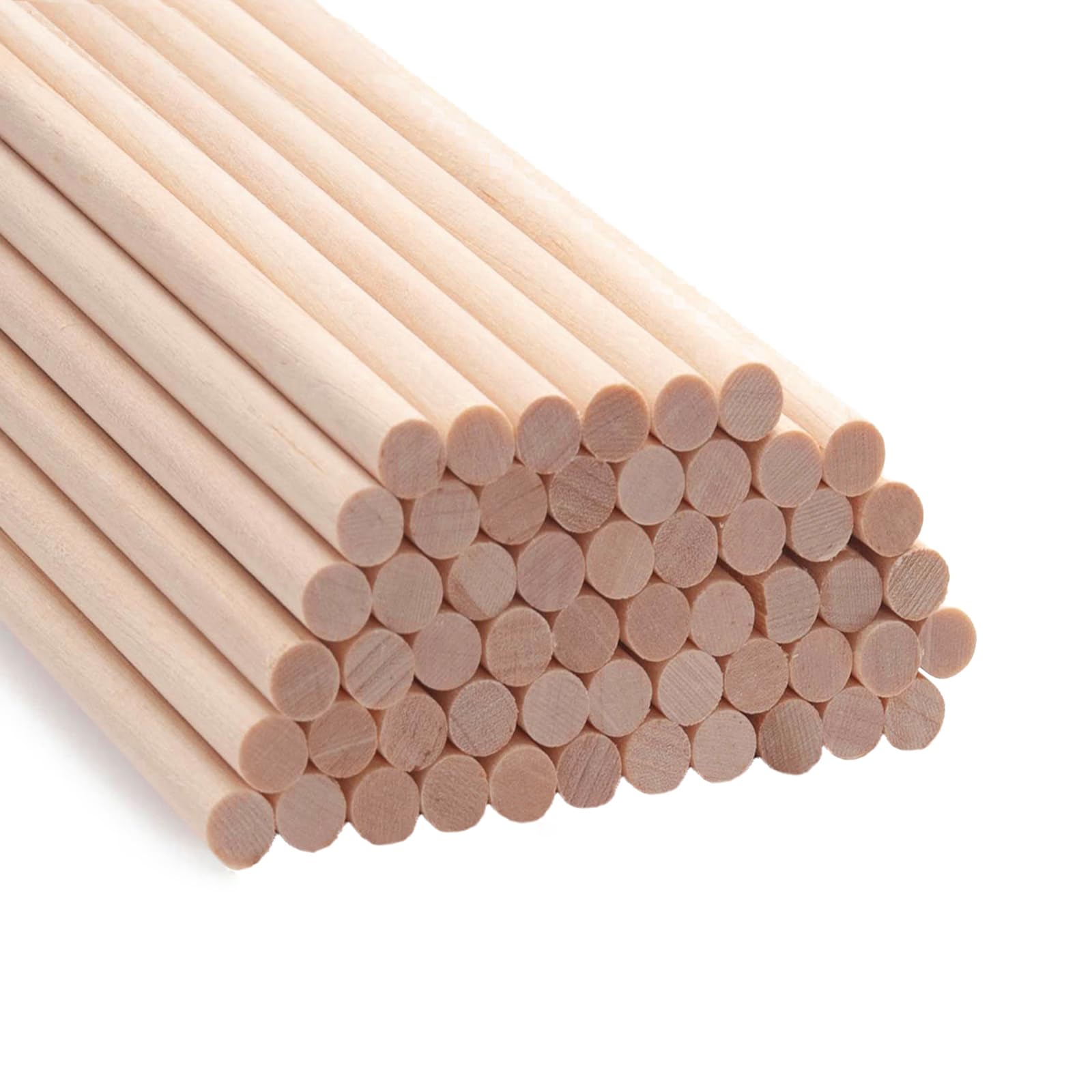 NANXJIUR 50 Pcs Wooden Dowel Rods Sticks 6x300mm Round Wood Dowels, Unfinished Hardwood Sticks, Macrame Dowel Wooden Sticks for Craftfor Arts and DIYers, Tiered Cake Support and Wedding Ribbon Wands