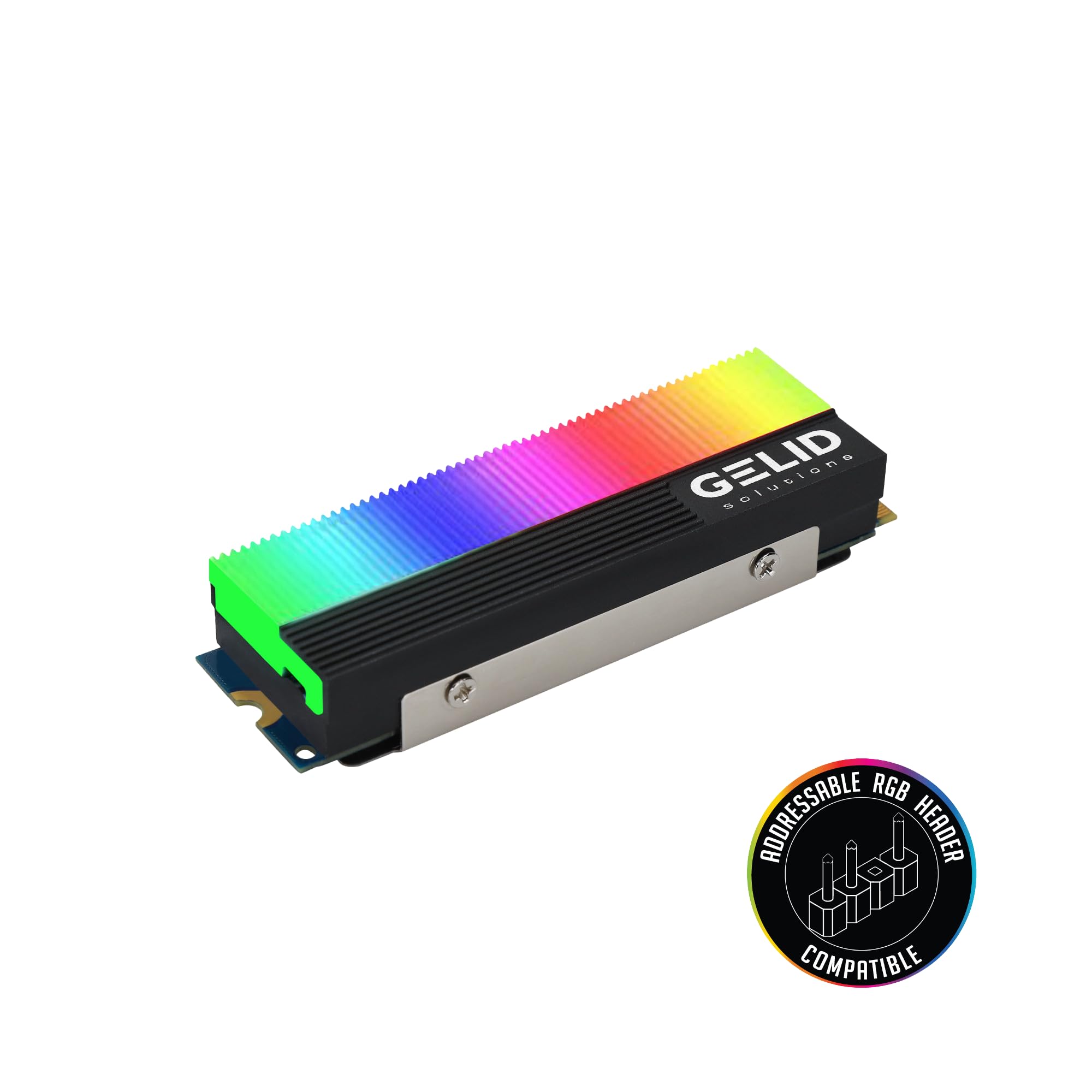 Gelid Solutions Glint-ARGB M.2 SSD Cooler-Integrated ARGB Module-Aluminum Heatsink-M.2 Compatible-73x24x15mm-Black