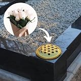 Caliko Grave Flower Holders Set of 2 Gold Lids Grave Vases for Memorials view 8