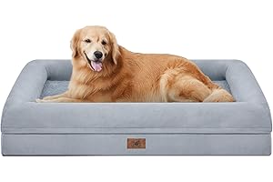 SONG PUPPY Orthopedic Washable Large Dog Bed: Large Dog Bed Bolster Waterproof - Dog Beds for Medium XLarge Extra Dogs with Removable Cover