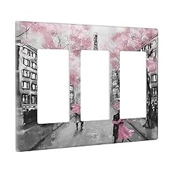 Paris Street Eiffel Tower Pink Floral Triple Rocker