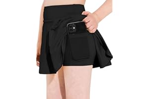 Hvididan Girls Tennis Skirts Pleated Athletic Skort with Pocket for Kids Teens Golf Sports Cheer 5-14Y