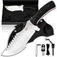 Holtzman's Gorilla Survival Tracker Fixed Blade Hunting & Camping Knife with Fire Starter and Complete Tactical Survival Kit (Black)