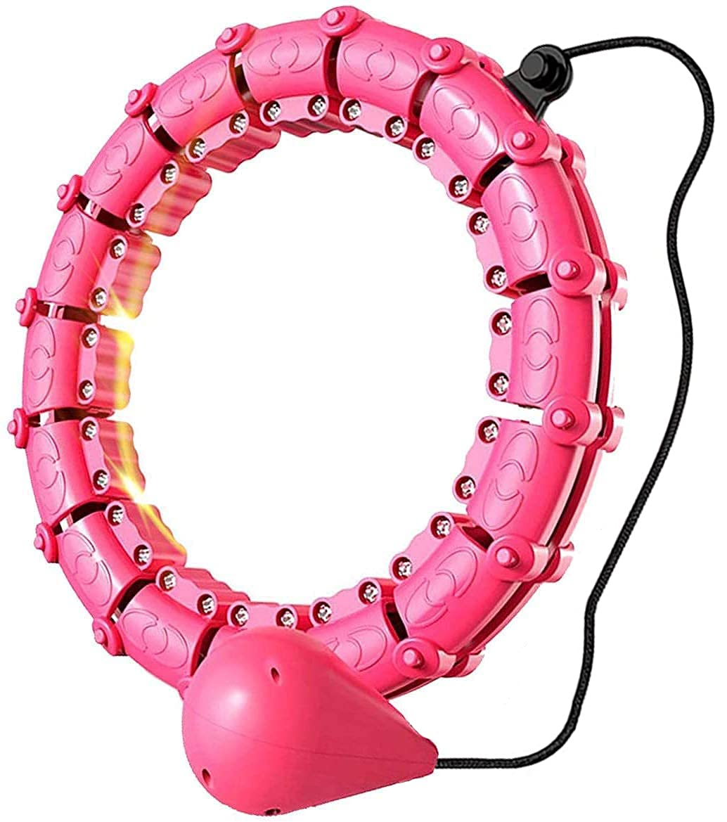 Cretee Weighted Smart Hula Hoop Non-Falling Smart Hula Hoops for Adults Beginners Exercising Smart Hula Ring Hoops with 360 Degree Auto-Spinning Ball Adjustable 24 Sections