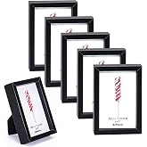 Winlor Small Picture Frame 2x3 6 Pack, Magnetic Photo Frames for Fridge and Tabletop Desk Decor, Cute Wallet Size Colored Picture Frames for School Locker, Family Baby Photo, Black