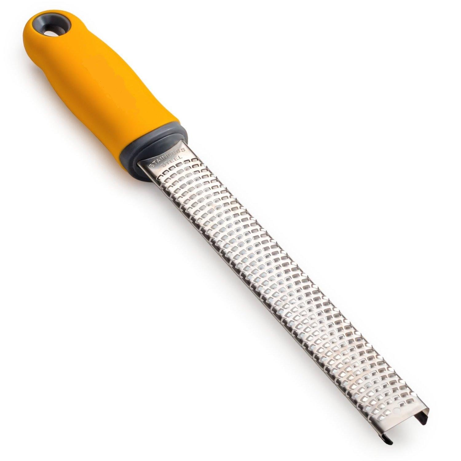 BNCHI Lemon Zester & Grater for Cheese, Ginger, Garlic, Nutmeg with Length of 12.7" (Yellow)