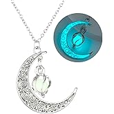 SIewee Fantasy Glow in the Dark Crescent Moon Necklaces - Jewelry Charms Pendants for Women - Fairy, witches, Space Necklace