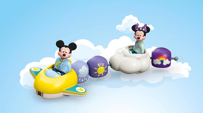 Junior & Disney 71697 Topolino e Minnie in volo tra le nuvole, giocattolo sostenibile realizzato in plastica a base vegetale, giocattolo per bambini dai 12 mesi in su