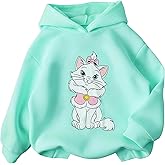 PATPAT Girls Graphic Hoodies Size 4-14 Years Long Sleeve Cartoon Print Pullover Hooded Sweatshirt Cute Casual Tops for Girl