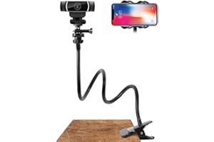 Generic 23 Inch Webcam Stand, Camera Stand Mount Gooseneck Arm with Universal 1/4 Inch Screws, 360 Desk Bed Mount for Cell Ph
