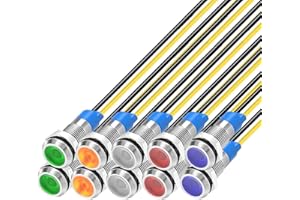 Gebildet 10Pcs 6mm 110V-220V LED Metal Indicator Light Waterproof Signal Lamp (Green/Orange/Red/Blue/White,Each 2pcs)