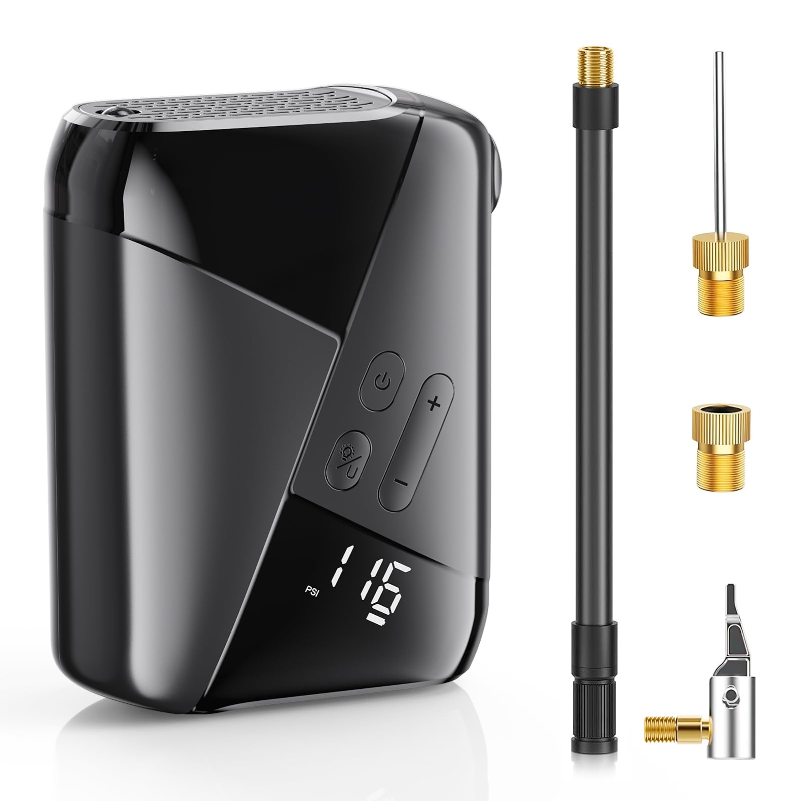 TOOLBOOX Mini Electric Bike Pump With Gauge - 150PSI Max, Presta & Schrader Valve, Auto Stop