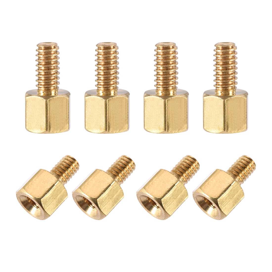 sourcing map M2.5x4mm+4mm Male-Female Brass Hex PCB Motherboard Spacer Standoff for FPV Drone Quadcopter, Computer & Circuit Board 100pcs