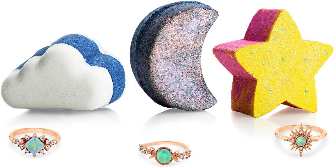 Fragrant Jewels Celestial Bath Bomb Trio with Collectible Rings (Size 5-10)