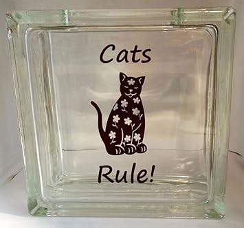 Cats Rule Glass Block With Vinyl Design Home Decor Amazon Com