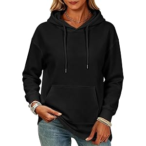 GQN Women's Pullover Hoodie, Soft Fleece Hooded Sweatshirt with Pocket, Casual Loose Warm Tops