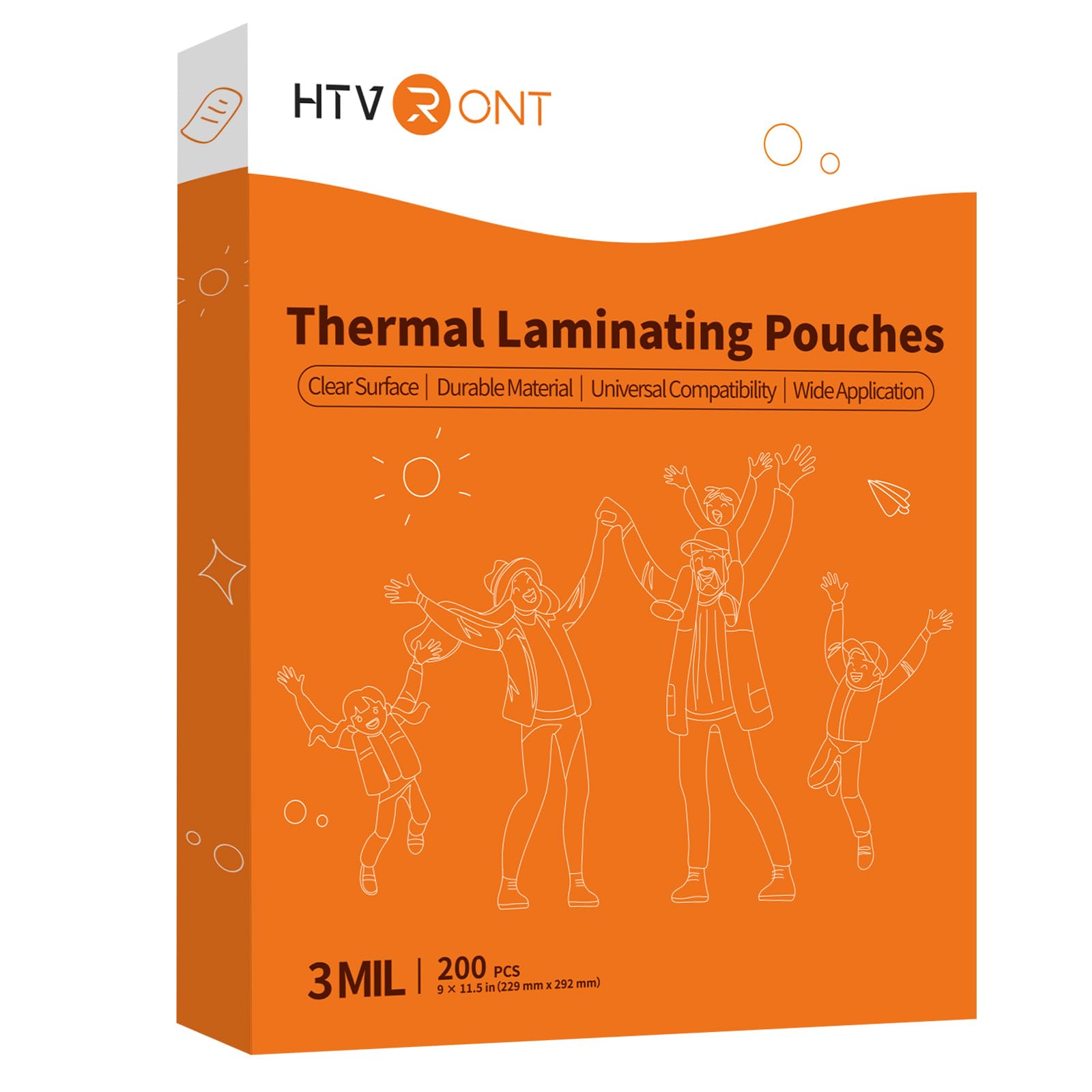 HTVRONT Thermal Laminating Pouches - 200 Pack Laminating Sheets (3 Mil, 9