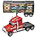Prextex 24'' Detachable Carrier Truck Toy Car Transporter with Rubber Wheels and 6 Toy Cars Toys for Boys and Girls