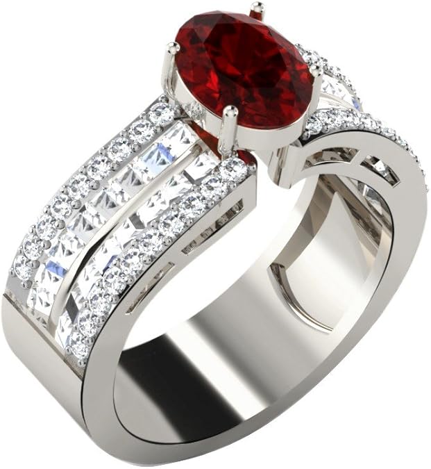 1.3 Ct Real Diamond & 1.5 Carats Ruby Ring in 9KT Gold for women